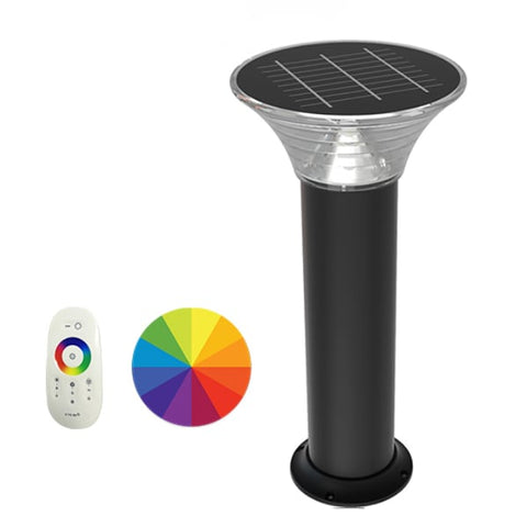 Premium Solar Bollard Multi-Color LEDs with Remote